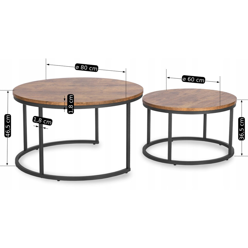 FIGO MAX Couchtisch-Set Rustikale Eiche