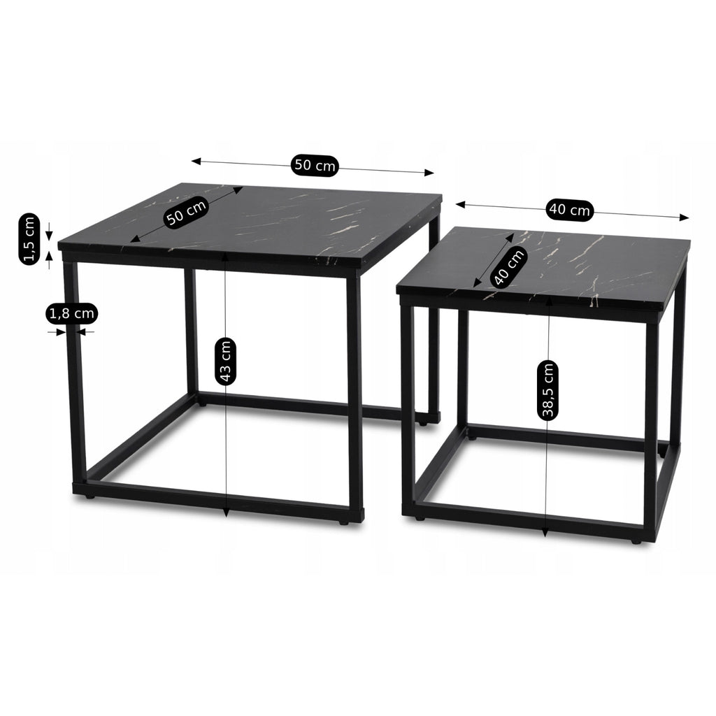 JUNO Couchtisch-Set Schwarzer Marmor