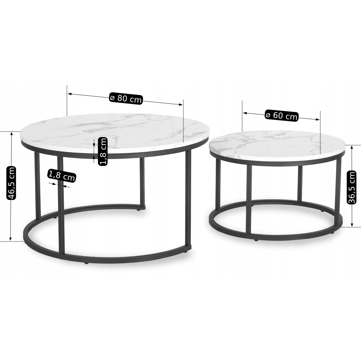 DAFNE MAX Couchtisch-Set Weißer Marmor