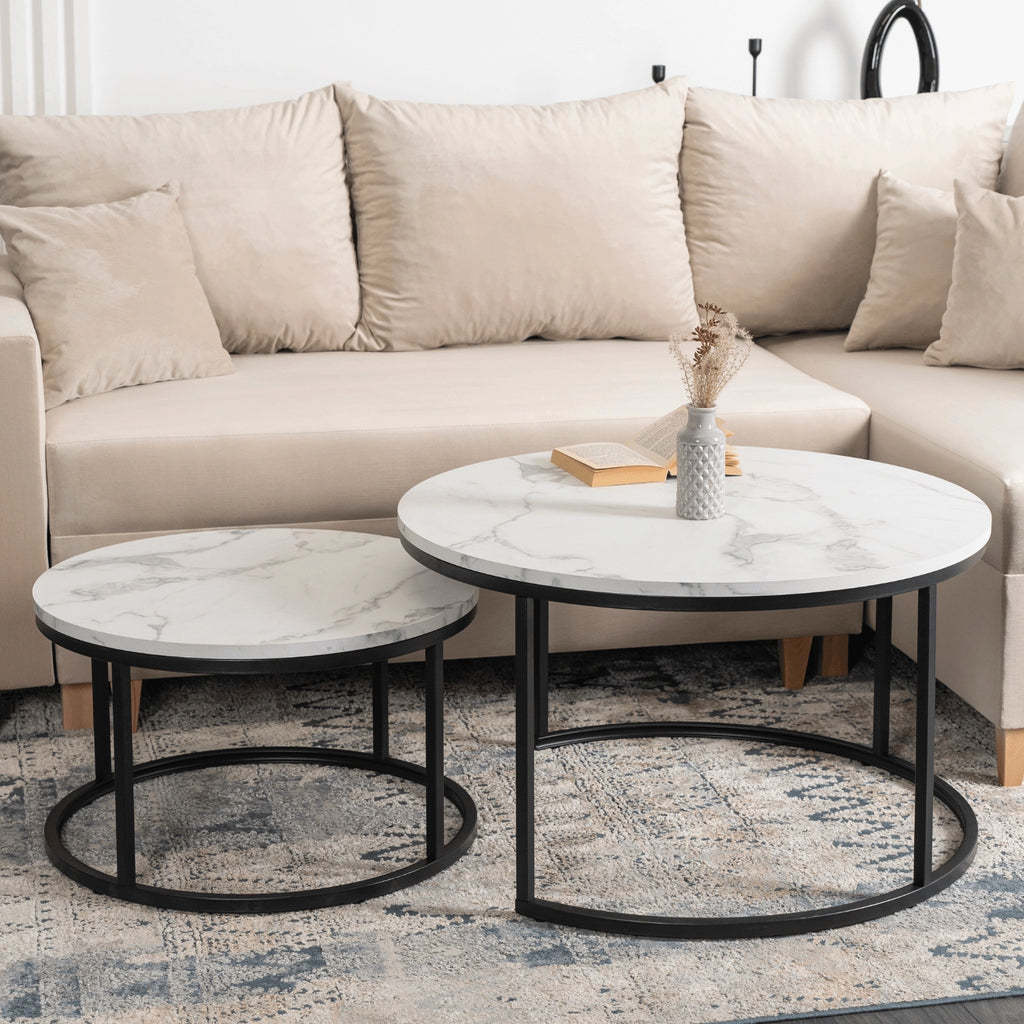 DAFNE MAX Couchtisch-Set Weißer Marmor