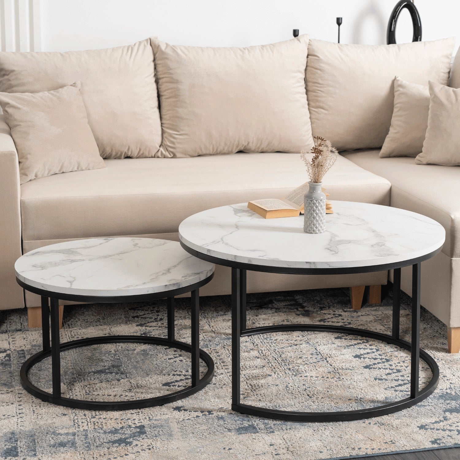 DAFNE MAX Couchtisch-Set Weißer Marmor