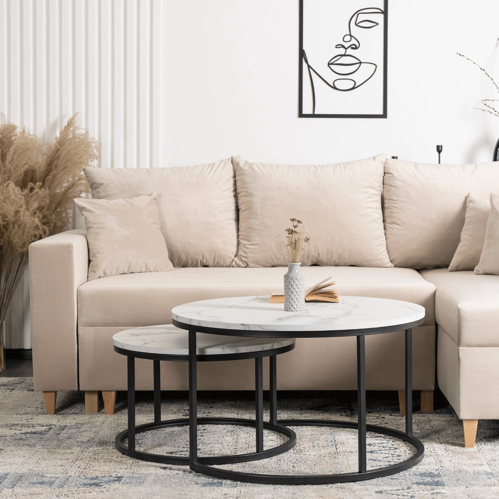 DAFNE MAX Couchtisch-Set Weißer Marmor