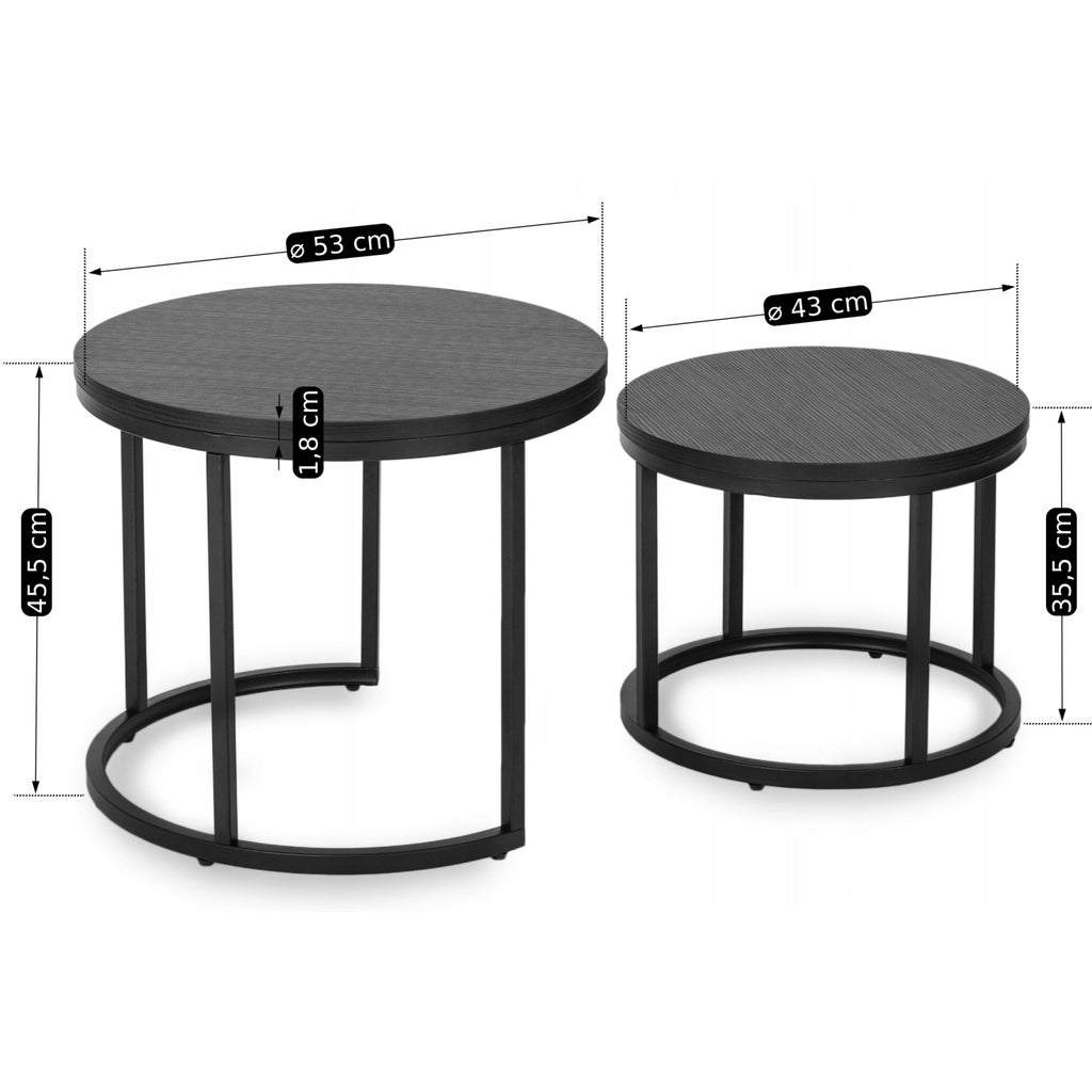 MANU Couchtisch-Set Schwarz