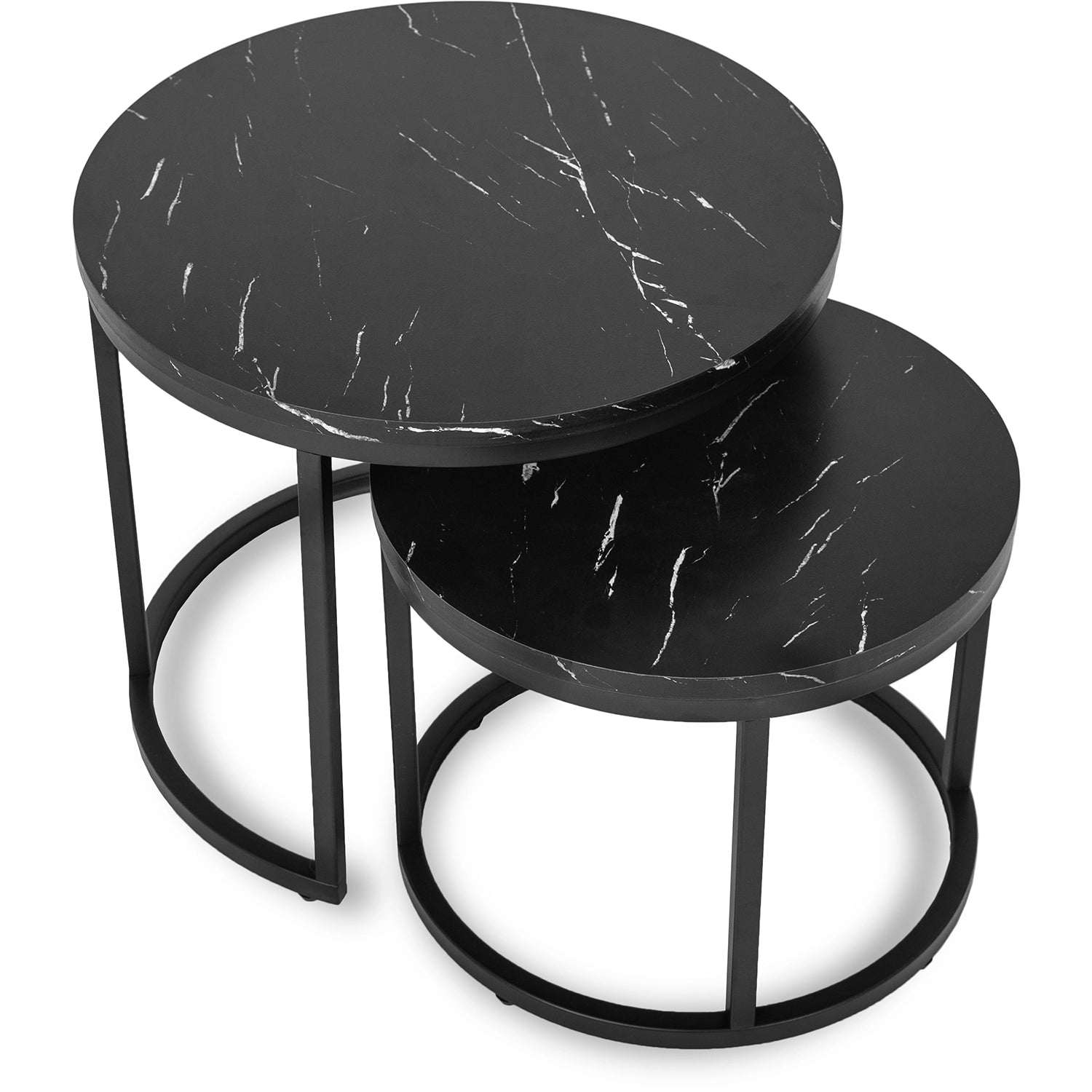 MAURO Couchtisch-Set Schwarzer Marmor