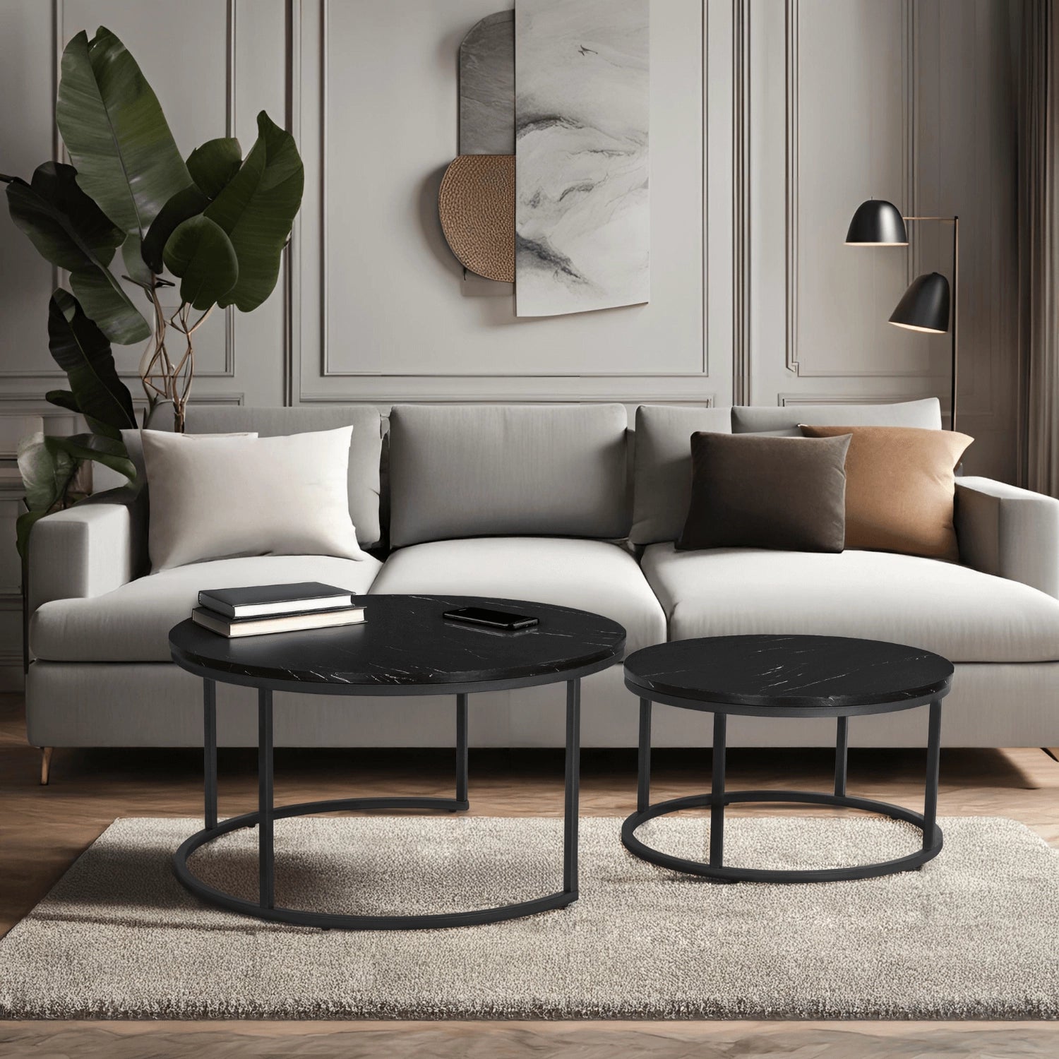 MAURO MAX Couchtisch-Set Schwarzer Marmor