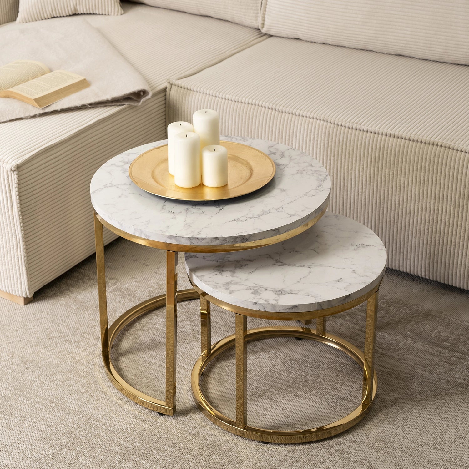OLIS Couchtisch-Set Marmor Gold