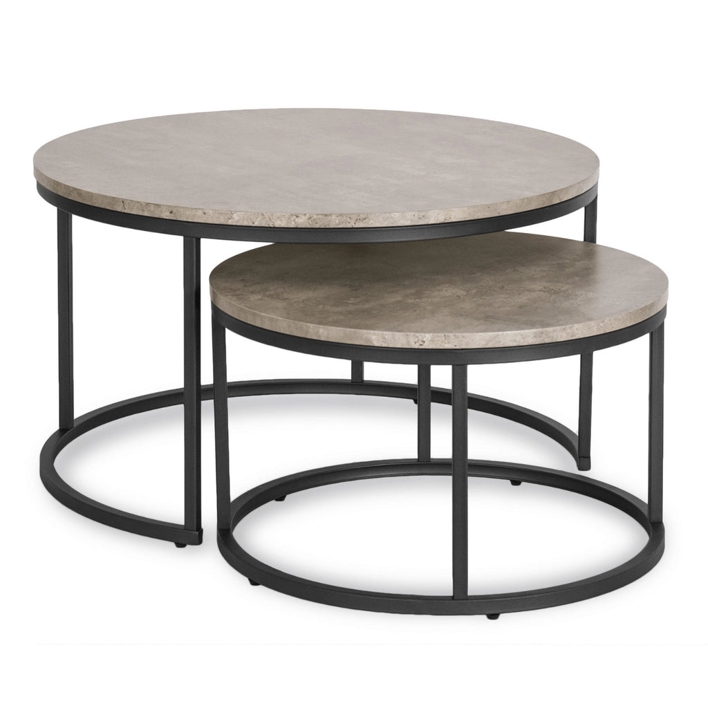ROCKY MAX Couchtisch-Set Beton Schwarz