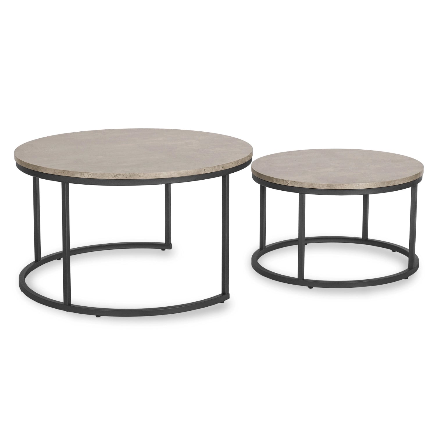 ROCKY MAX Couchtisch-Set Beton Schwarz