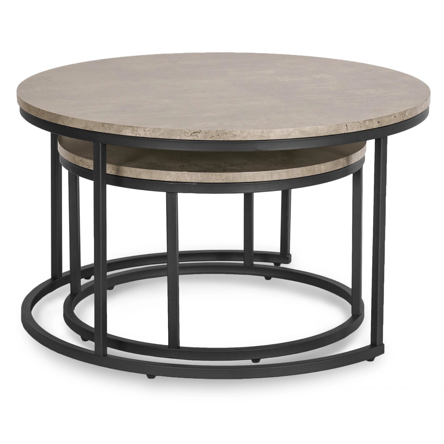 ROCKY MAX Couchtisch-Set Beton Schwarz