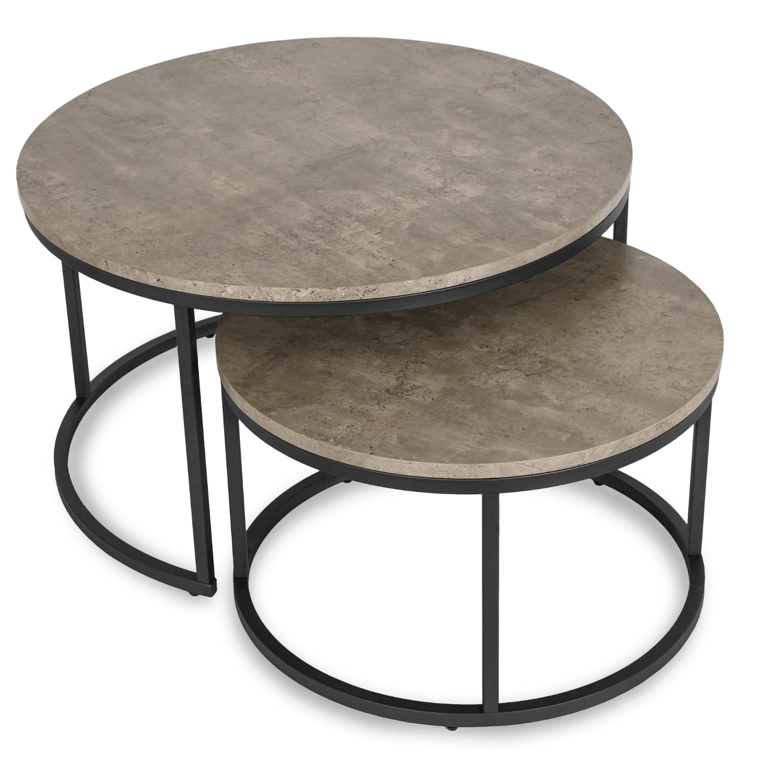 ROCKY MAX Couchtisch-Set Beton Schwarz