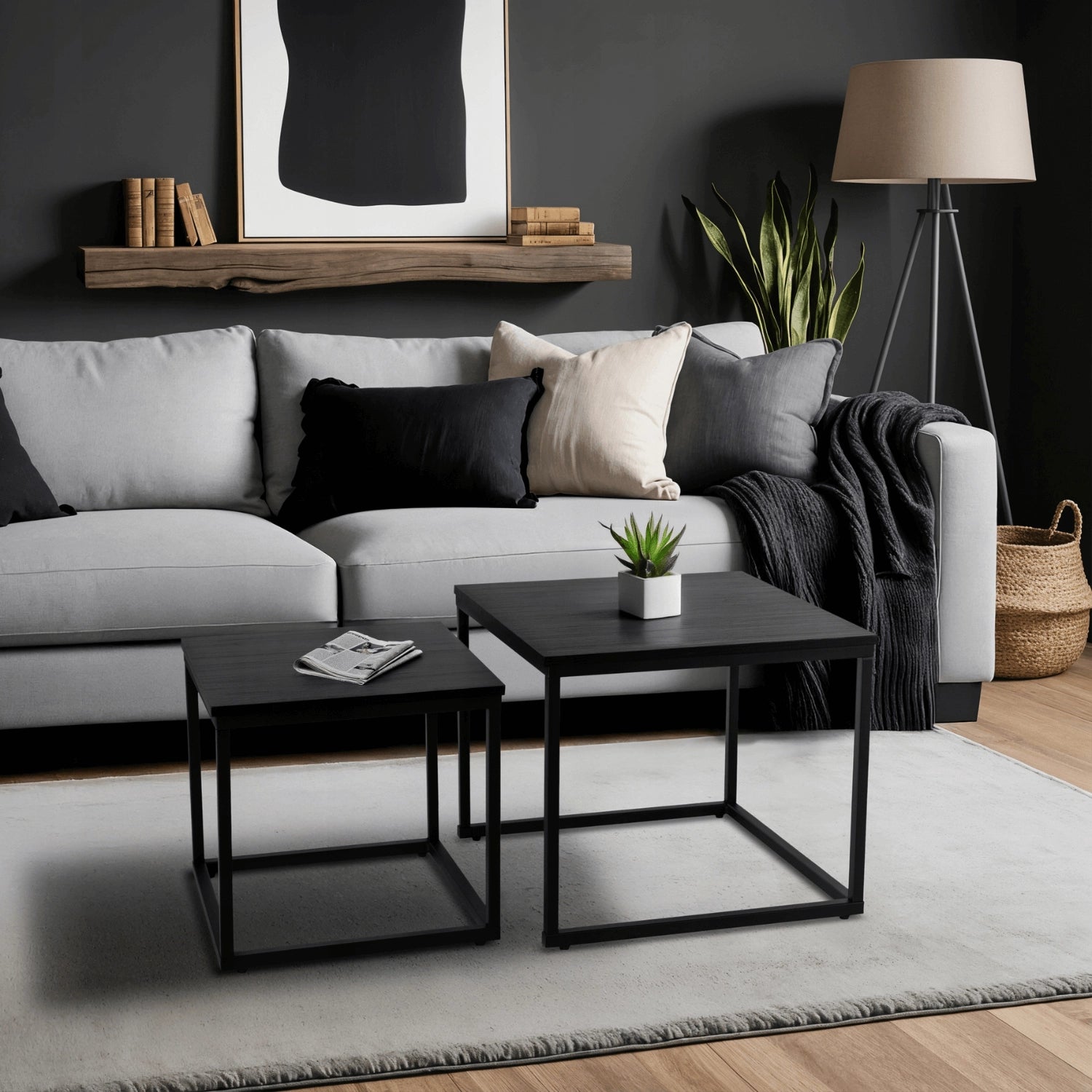 TEVET Couchtisch-Set Schwarz
