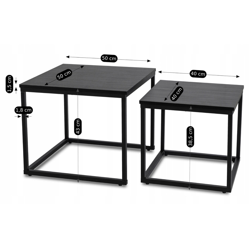 TEVET Couchtisch-Set Schwarz